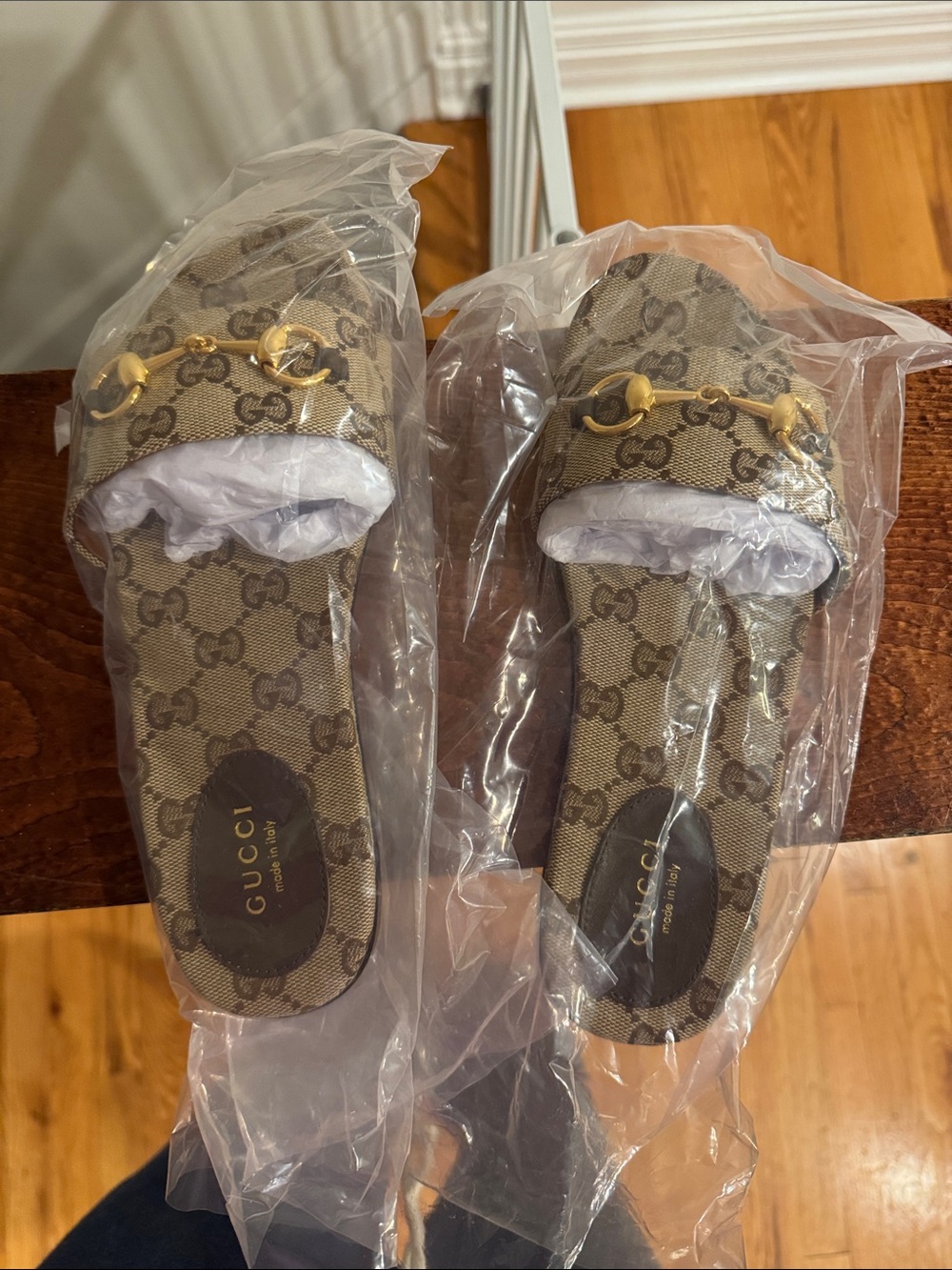 Brown/Beige GG Canvas Slide Sandals